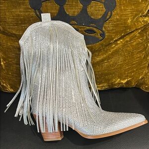 Silver Cowboy Boots Size 8